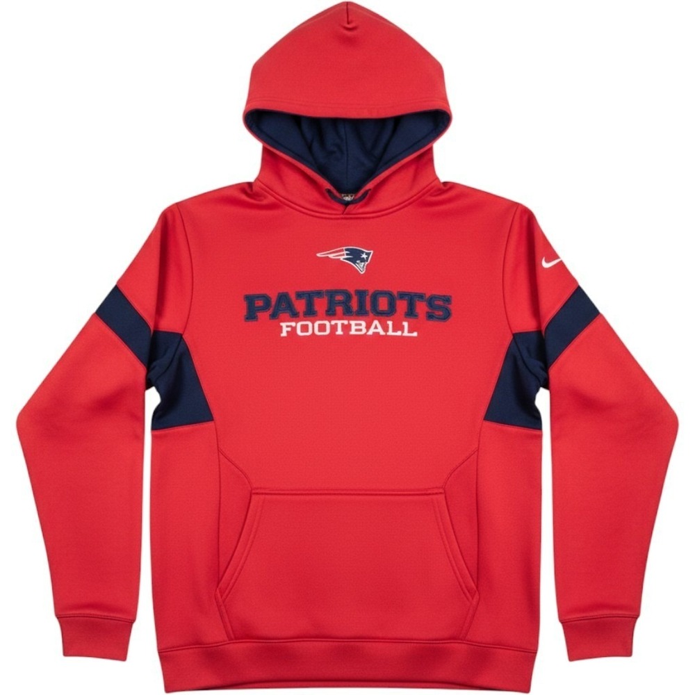 Reebok NFL Sweatshirt Mens L 14/16 Patriots Hoodie Red Football Good